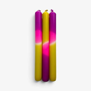 The colour Emporium : Magenta Mirage - Dip Dye Dinner Candle Trio