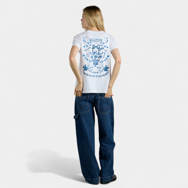Damson Madder Flower Basket Shrunken Tee- White