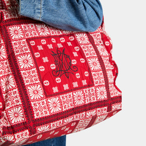 Damson Madder Quilted Tote Bag - Red Bandana Print