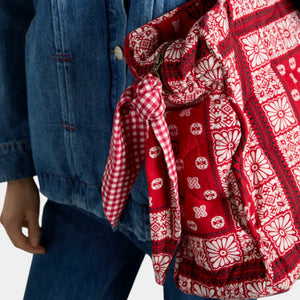 Damson Madder Quilted Tote Bag - Red Bandana Print