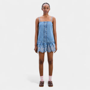 Damson Madder Lana Mini Dress - Embroidered Denim