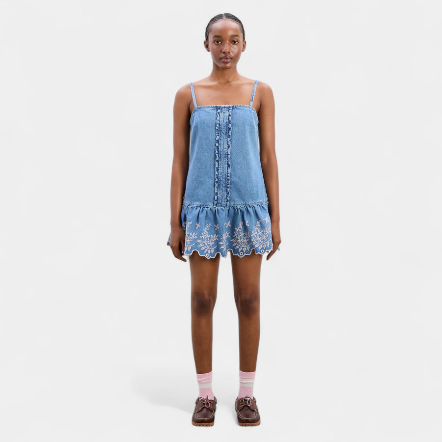 Damson Madder Lana Mini Dress - Embroidered Denim