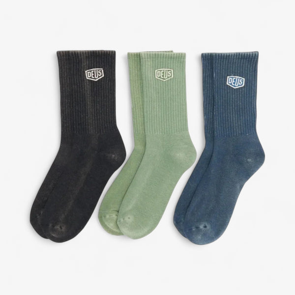Deus Ex Machina Shield Garment Dyed Socks 3 Pack - Multi