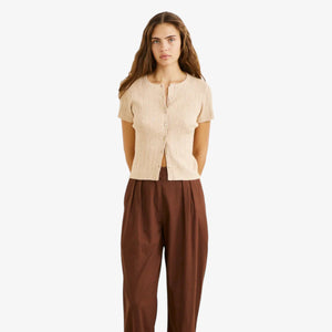 Rhythm Dana Short Sleeve Cardigan - Oat