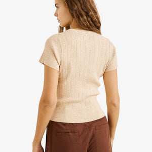 Rhythm Dana Short Sleeve Cardigan - Oat