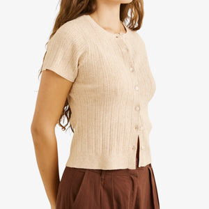 Rhythm Dana Short Sleeve Cardigan - Oat