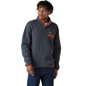 Patagonia Men's Lightweight Synchilla® Snap-T® Fleece Pullover - Smolder Blue : Burnished Red