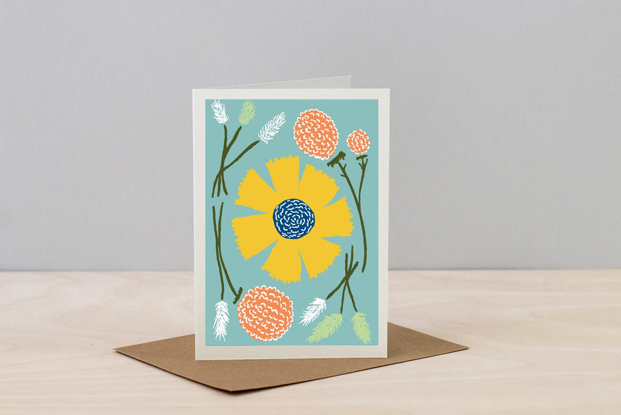 Wald Greeting Card - Dried Flowers (Blue)