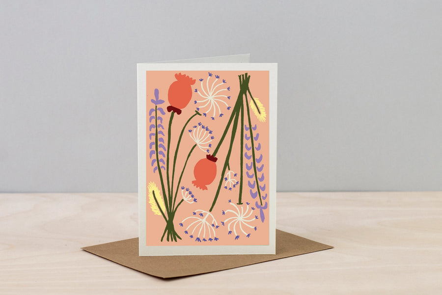 Wald Greeting Card - Dried Flowers (Peach)