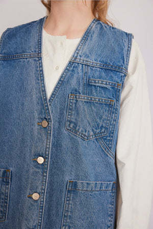 Damson Madder Billie Denim Gilet - Vintage Wash