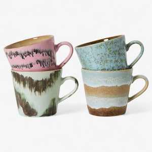 HKLiving 70s ceramics: Cappuccino mugs - Dada (set of 4)