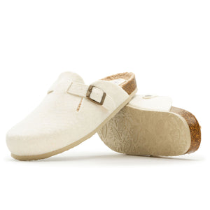 Plakton Women's 'Blog' Mule - White Felt Wool / Teddy