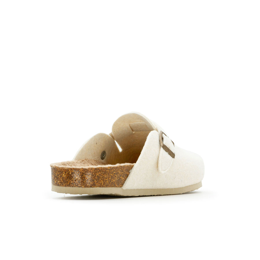 Plakton Women's 'Blog' Mule - White Felt Wool / Teddy