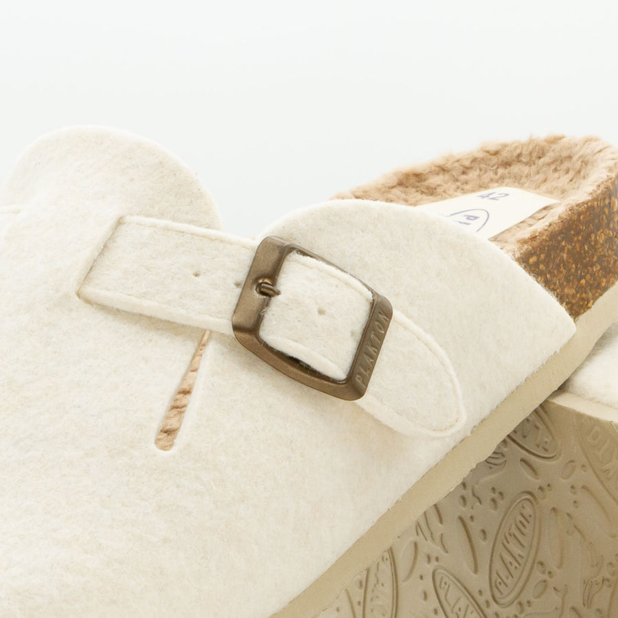 Plakton Women's 'Blog' Mule - White Felt Wool / Teddy