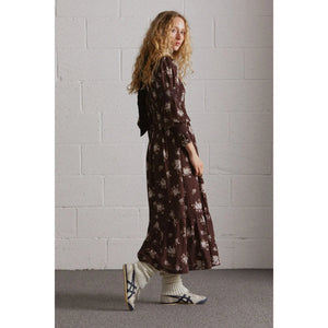 Damson Madder Ruby Shirred Midi Dress - Floral