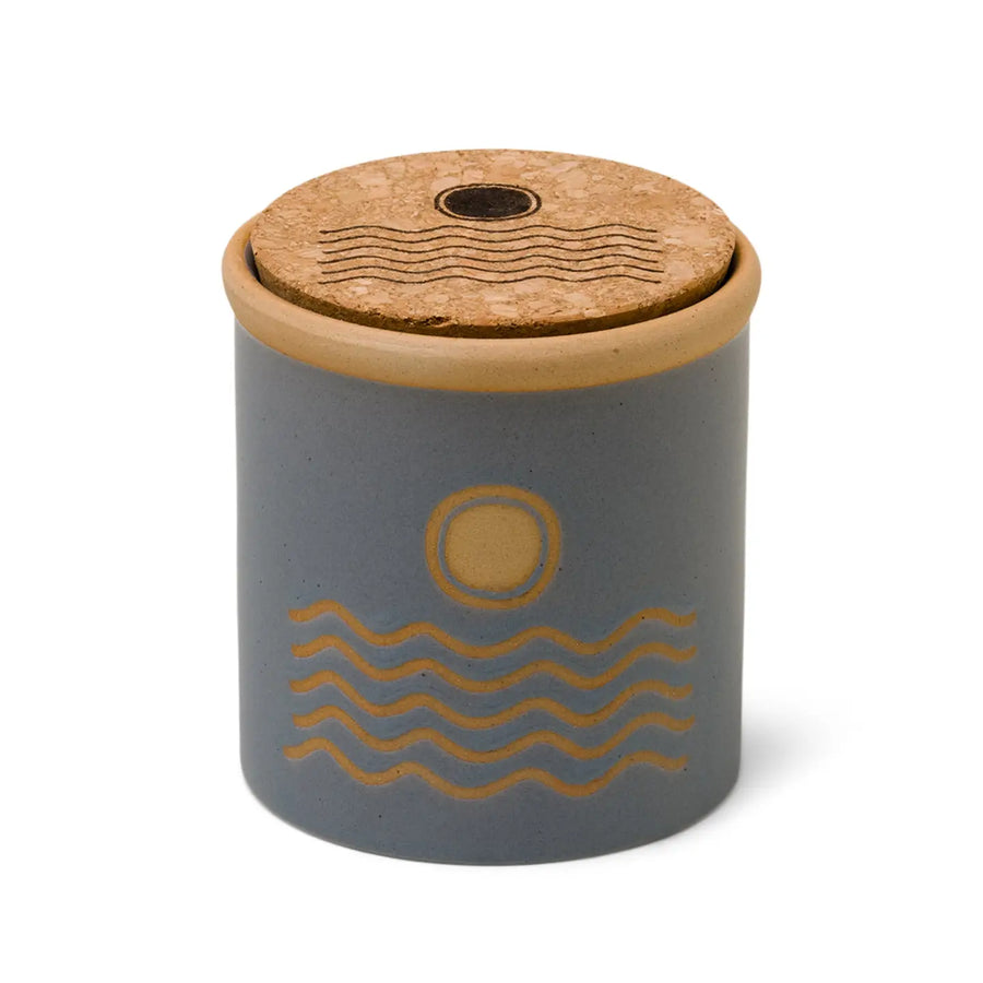 Paddywax Dune Ceramic Candle - Blue - Saltwater Suede