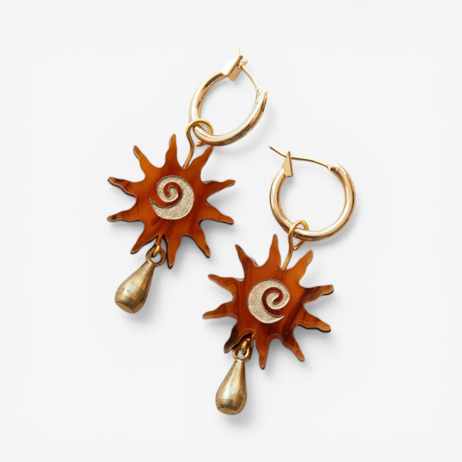 Pepper You 'Sol' Hoop Earrings -  Amber Tortoise