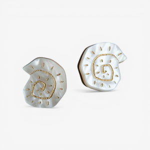 Pepper You 'Shell' Stud Earrings - Pearly White