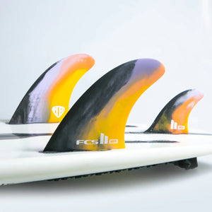 FCS II MR Twin + Stabiliser Surfboard Fins - Performance Core - Black / Colour Swirl