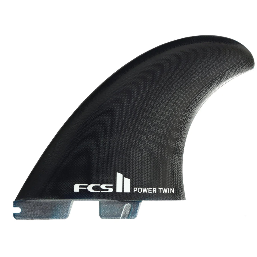 FCS II Power Twin + Stabiliser Surfboard Fins - Performance Glass - Black
