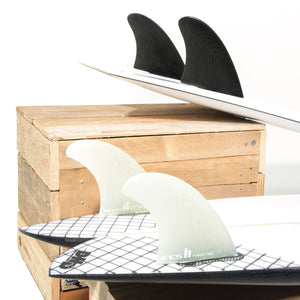 FCS II Power Twin + Stabiliser Surfboard Fins - Performance Glass - Clear