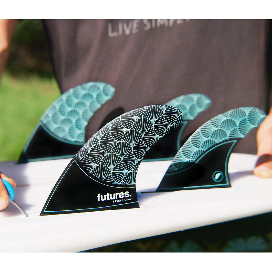 Futures Rasta QUAD Honeycomb Surfboard Fins - Teal