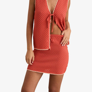 Rhythm Gigi Knit Mini Skirt - Red