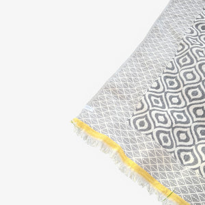 Weavcio Turkish Throw Blanket – 100% Cotton, Grey/ Yellow