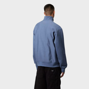 Carhartt Half Zip American Script Sweatshirt - Blue Iris