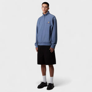 Carhartt Half Zip American Script Sweatshirt - Blue Iris