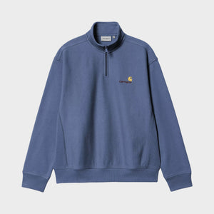 Carhartt Half Zip American Script Sweatshirt - Blue Iris