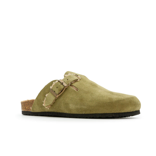 Plakton Women's 'Blog' Mule - Light Khaki Suede / Teddy