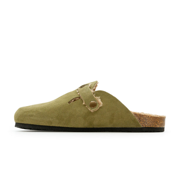 Plakton Women's 'Blog' Mule - Light Khaki Suede / Teddy