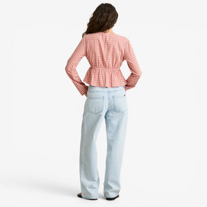 Rhythm Kirra Check tie Front Long Sleeve Top - Pink