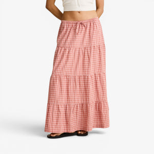 Rhythm Kirra Check Tiered Maxi Skirt - Pink
