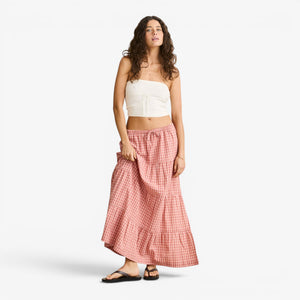 Rhythm Kirra Check Tiered Maxi Skirt - Pink