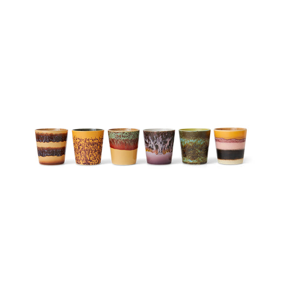 HKLIVING 70s Ceramics Coffee Mugs - Valley (set of 6)