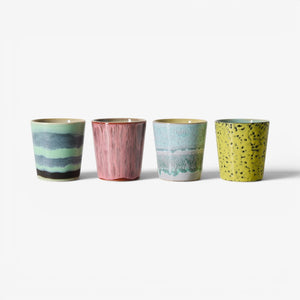 HKLiving 70s ceramics: coffee mugs - Artistic (set of 4)