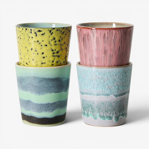 HKLiving 70s ceramics: coffee mugs - Artistic (set of 4)