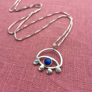 Lima-Lima Jewellery - Evil Eye Necklace  - New Zealand Paua Shell / Eco Silver