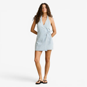 Rhythm Louise Wrap Mini Dress - Light Blue