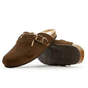 Plakton Women's 'Blog' Mule - DARK Brown Suede / Teddy