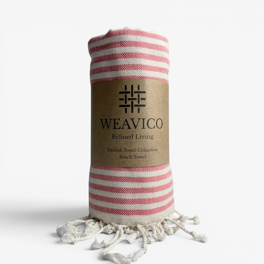 Weavico Stripe Turkish Beach Towel – 100% Cotton, Orange