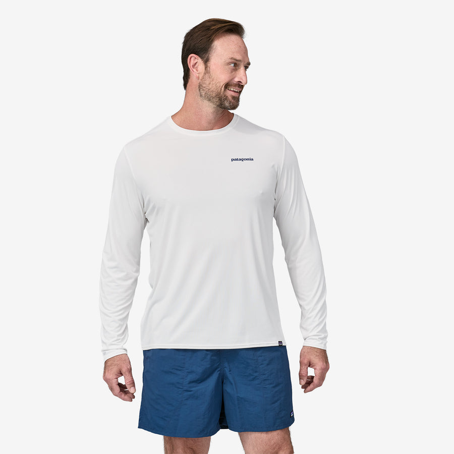 Patagonia Men's Capilene® Cool Daily Graphic L/S T-Shirt - Boardshort Logo: White