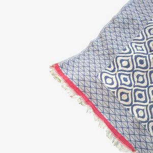 Weavcio Turkish Throw Blanket – 100% Cotton, Navy/Red