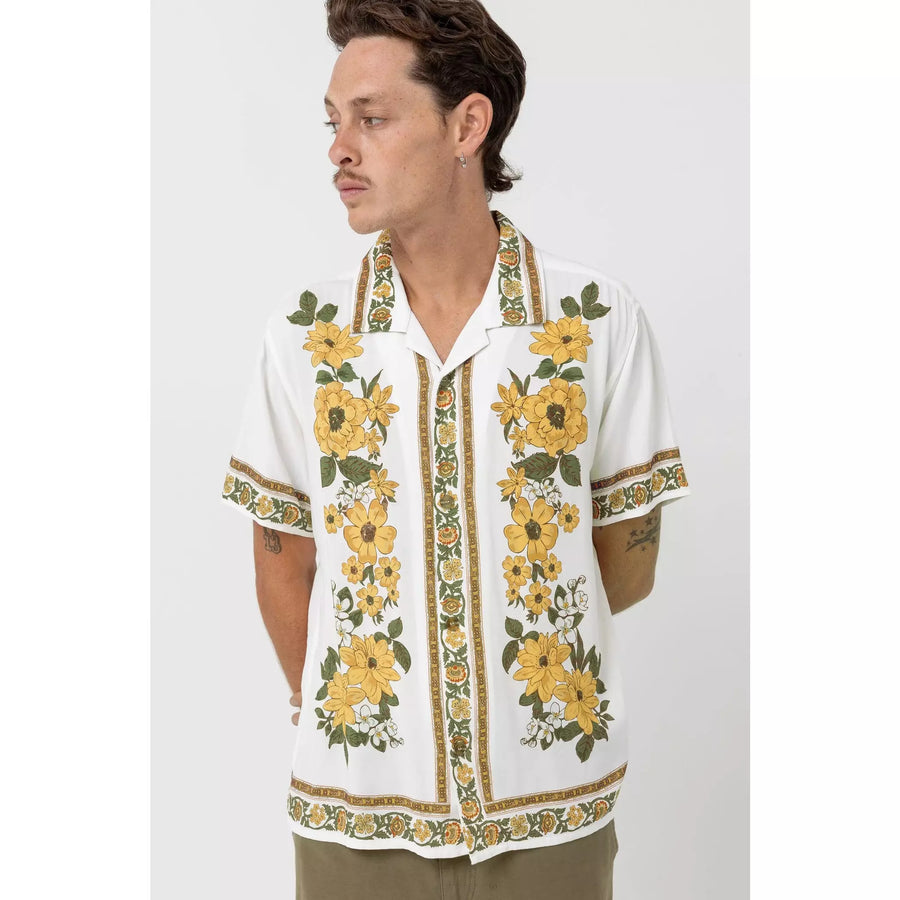 Rhythm Floral Cuban Men's S/S Shirt - Natural