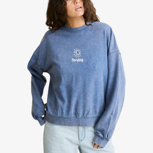 Rhythm Salt Wash Crew Neck Fleece - Indigo