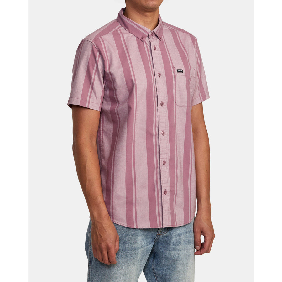 RVCA 'That'll Do' Short Sleeve Shirt - Lavender Stripe