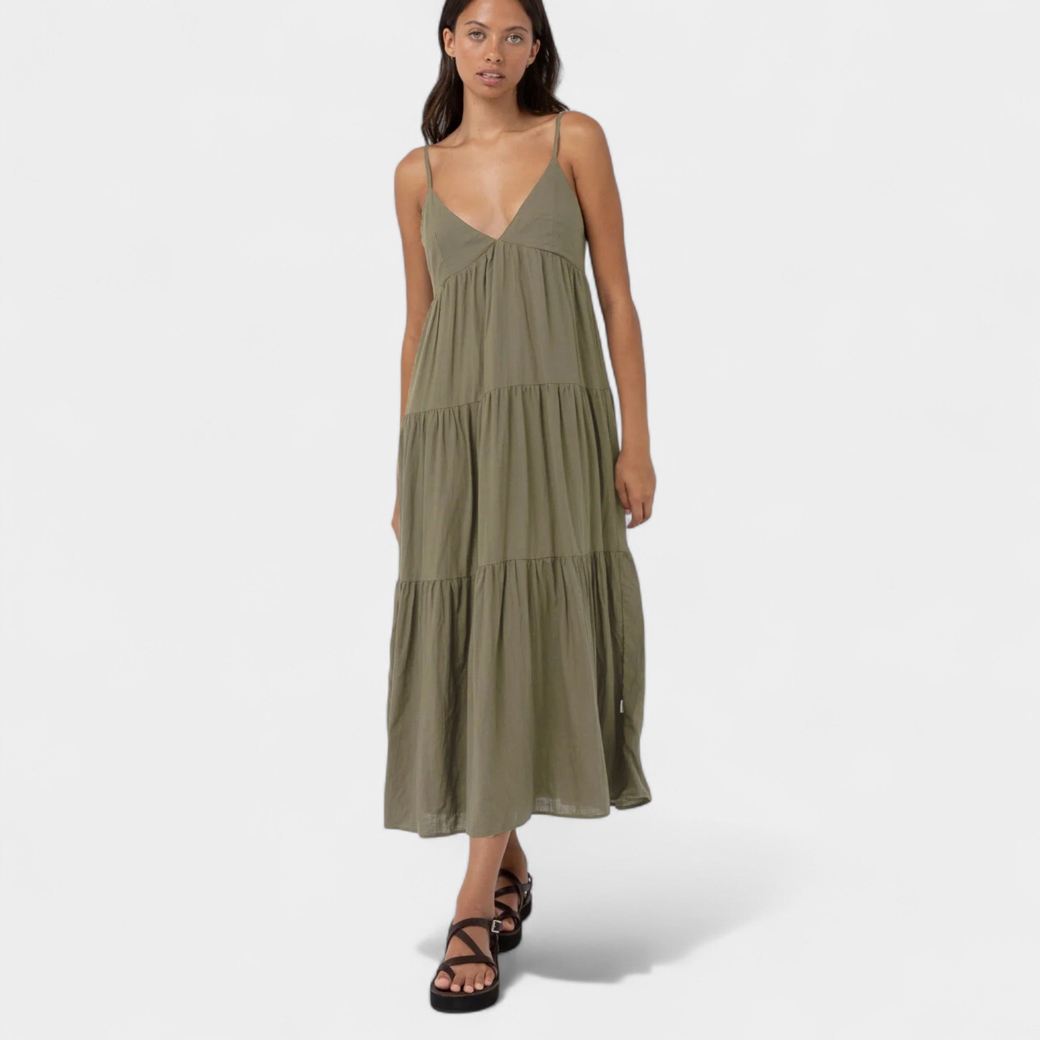 rhythm classic tiered mini dress Rhythm Classic Tiered Mini Dress