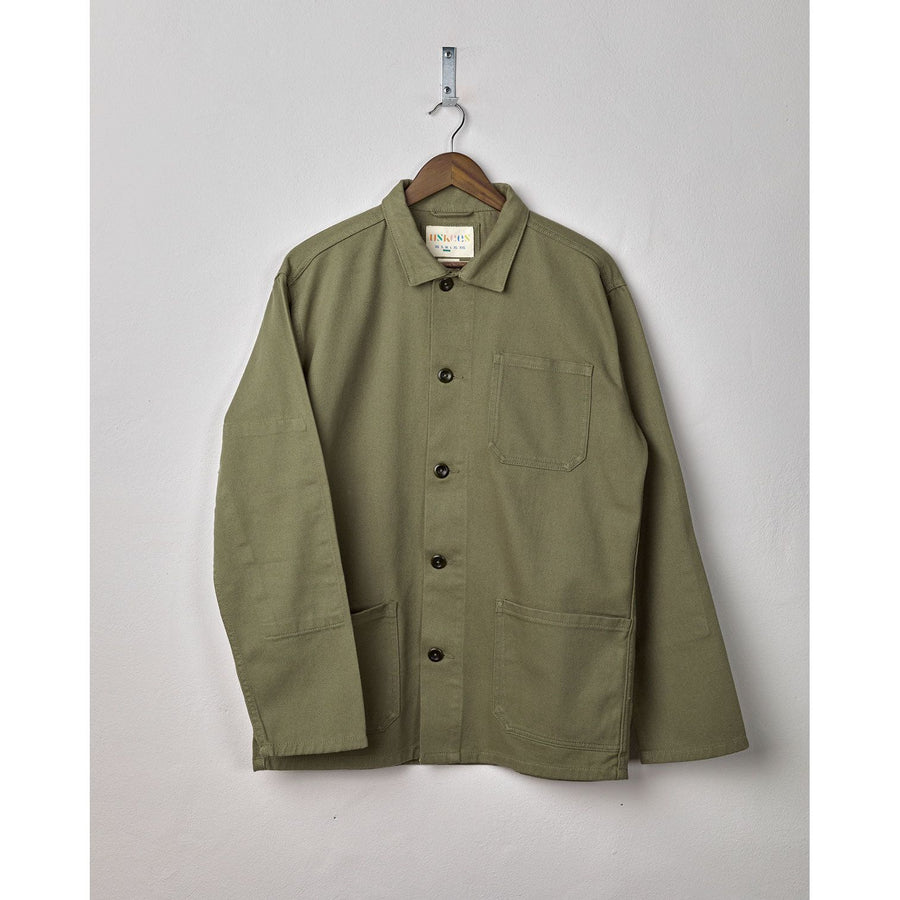 USKEES #3001 Drilled Button Organic Overshirt - Moss